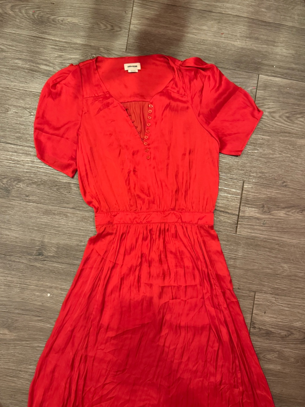 Zadig & Voltaire Red Short-Sleeve Button-Front Girls' Dress